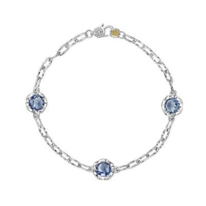 Tacori London Blue Topaz Crescent Crown Collection 3 Station Fashion Bracelet