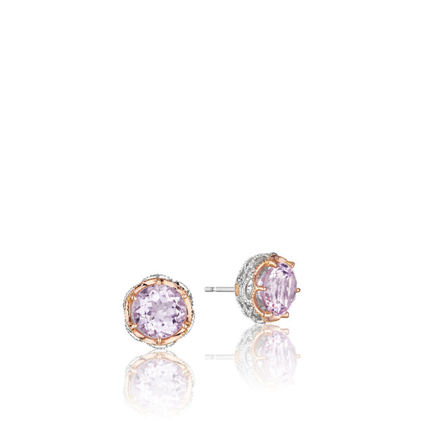 Tacori Rose Amethyst Gemstone Stud Fashion Earring (3.74GTW)