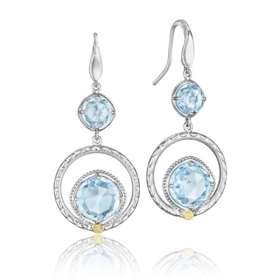 Tacori Gemma Bloom Diamond Halo Gemstone Dangle Fashion Earring (12.95GTW)