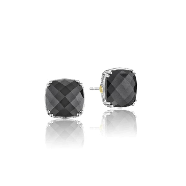 Tacori Cushion Cut Hematite Gem Stud Earrings