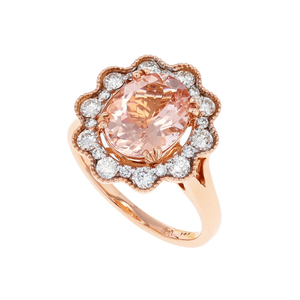 14K Rose Gold Morganite & Diamond Ring 3.62TGW