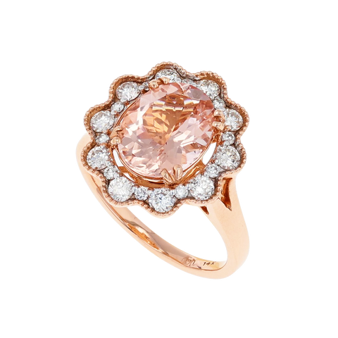 14K Rose Gold Morganite & Diamond Ring 3.62TGW