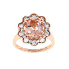 Load image into Gallery viewer, 14K Rose Gold Morganite &amp; Diamond Ring 3.62TGW