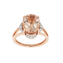 Load image into Gallery viewer, 14K Rose Gold Morganite &amp; Diamond Ring 4.55GTW