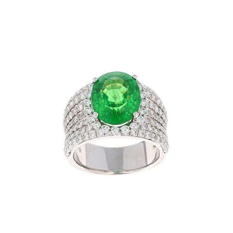 Tsavorite Garnet & Diamond Ring 8.52TGW