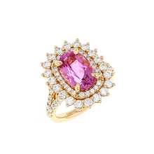Load image into Gallery viewer, Vlora 14K Yellow Gold Pink Tourmaline &amp; Double Halo Diamond Ring 5.71CTW
