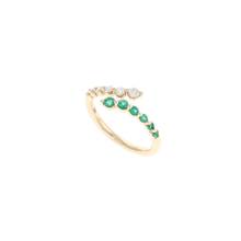 Load image into Gallery viewer, Vlora Adella Collection Diamond and Emerald Open Wrap Bypass Ring