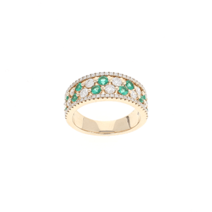 Vlora Adella Collection Diamond and Emerald Cluster Statement Ring