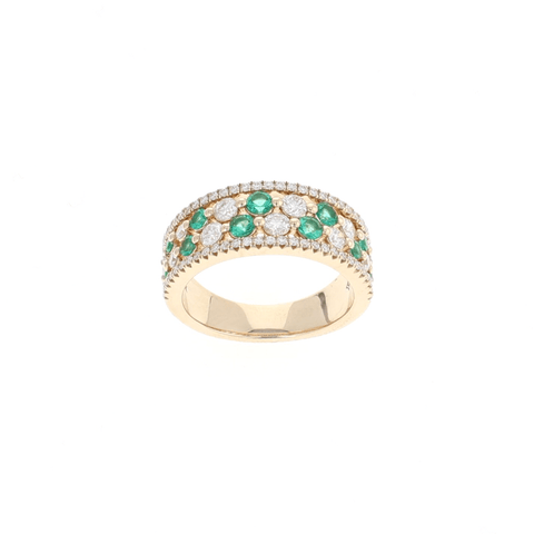 Vlora Adella Collection Diamond and Emerald Cluster Statement Ring