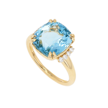 Load image into Gallery viewer, Vlora 14K Yellow Gold Blue Topaz &amp; Diamond Ring