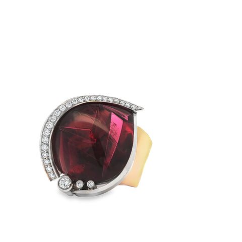23.30TGW Kreis cut Rubellite Ring