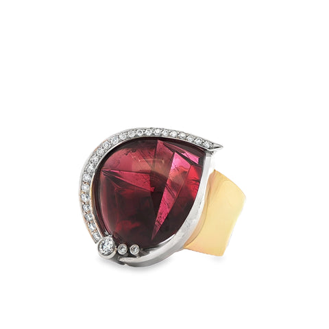 23.30TGW Kreis cut Rubellite Ring