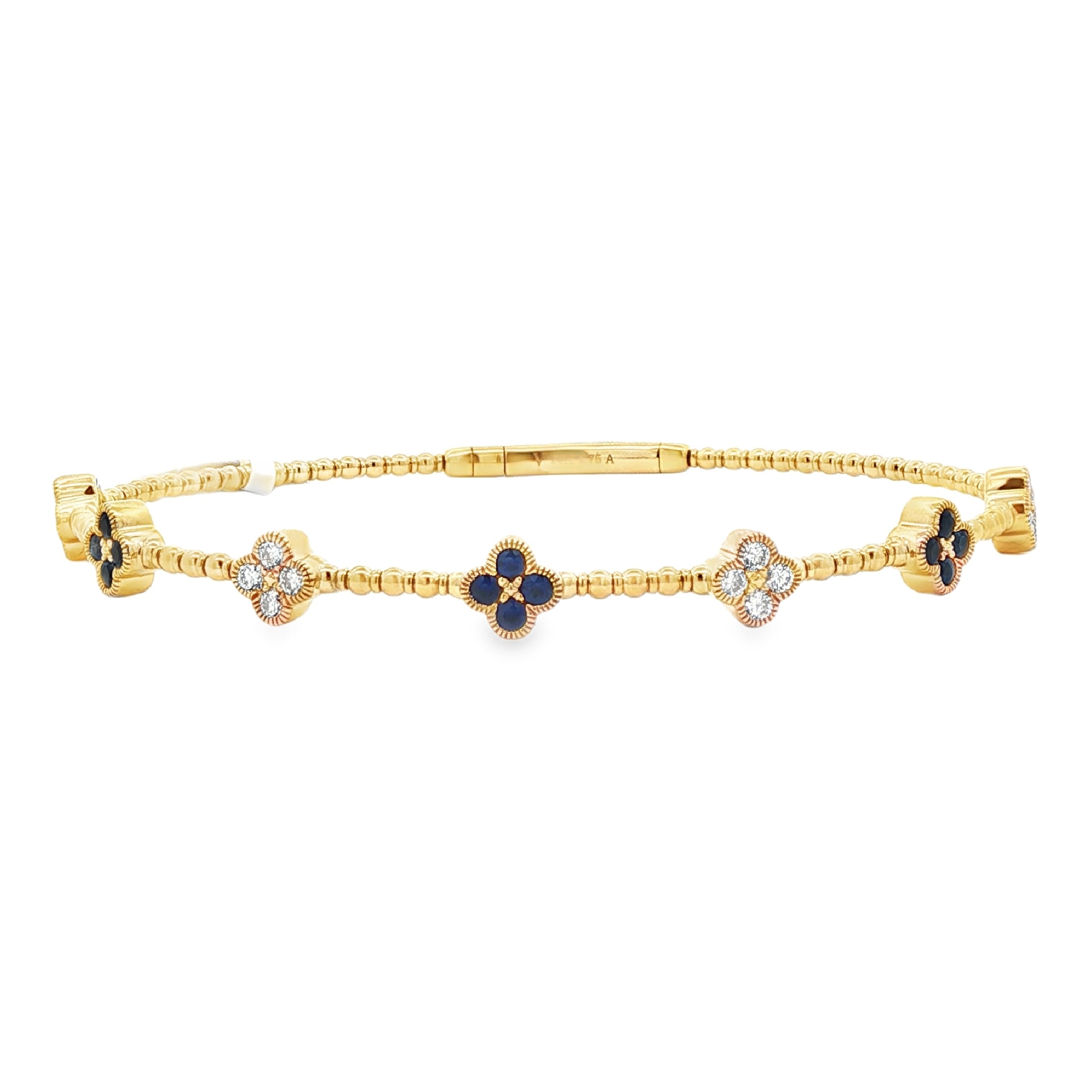 .75TGW Diamond & Sapphire Clover Flexible Bangle