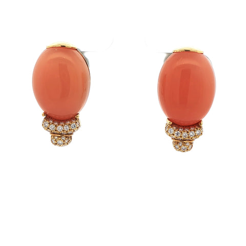 Henry Dunay Cat’s-Eye Moonstone & Diamond Earrings in 18K Yellow Gold