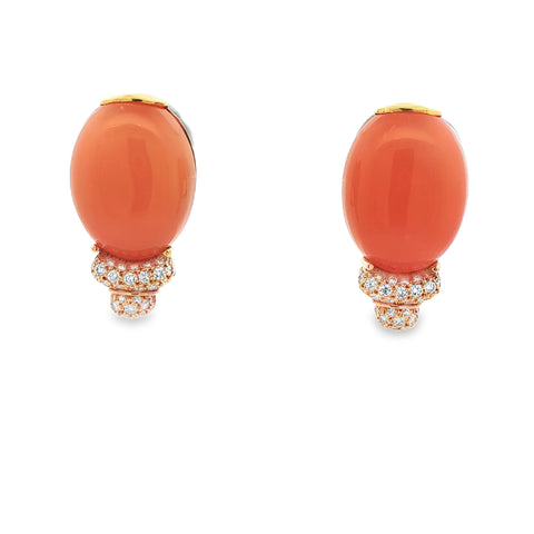 Henry Dunay Cat’s-Eye Moonstone & Diamond Earrings in 18K Yellow Gold