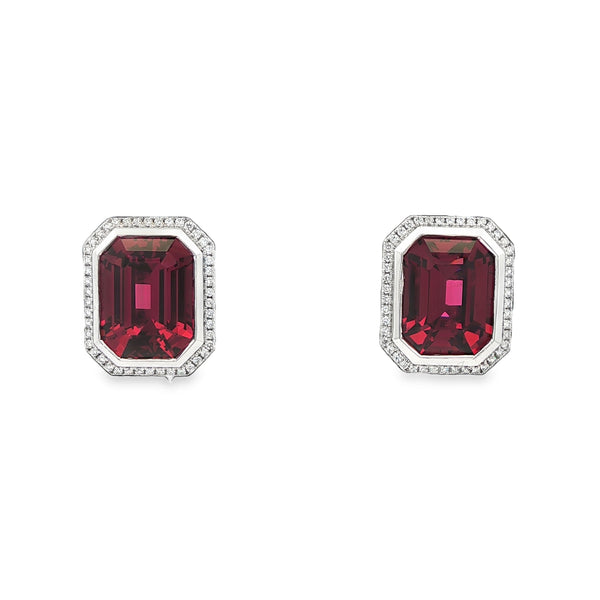 27.10 CTW Pink Garnet Earrings in 14K White Gold