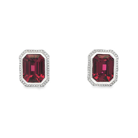 27.10 CTW Pink Garnet Earrings in 14K White Gold