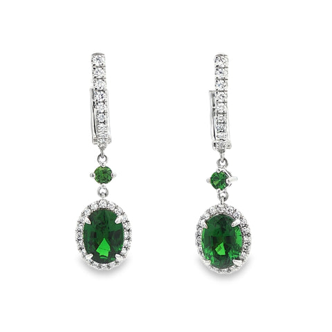 Tsavorite & Diamond Dangle Earrings