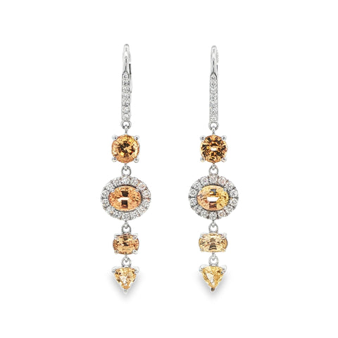 4.48CTW Grossular Garnet Dangle Earrings in 14K White Gold