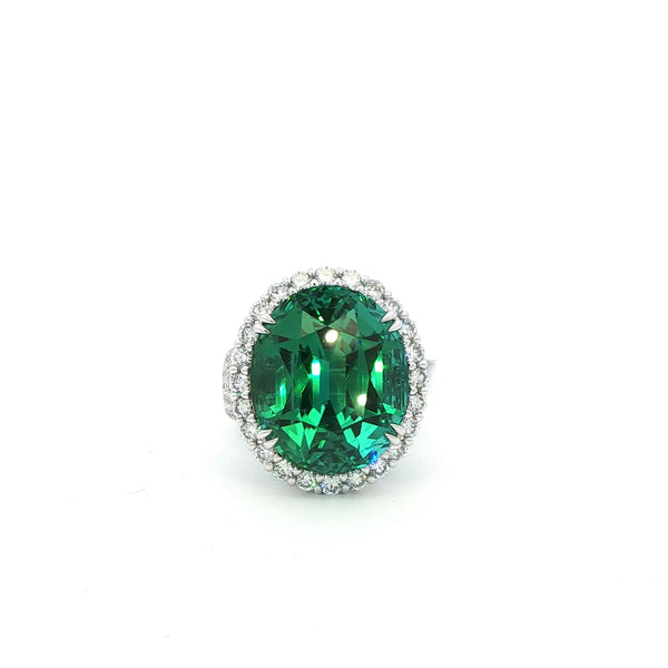 20.03ct Blue/Green Tourmaline Ring