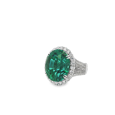 20.03ct Blue/Green Tourmaline Ring