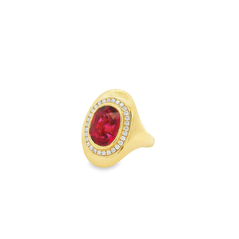 5.58ct Rubellite Tourmaline Signet Ring