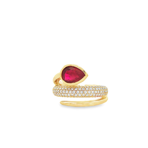 2.06 ct Burma “Pigeon Blood” Ruby & Diamond Double-Bypass Ring