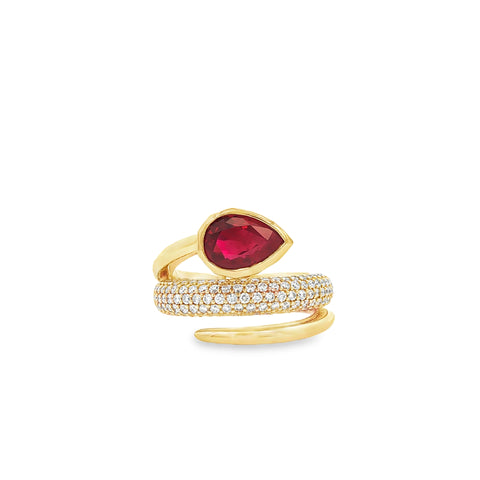 2.06 ct Burma “Pigeon Blood” Ruby & Diamond Double-Bypass Ring