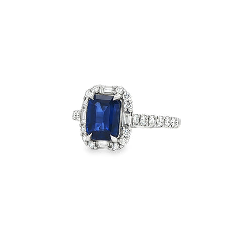 1.60 ct Sapphire & Diamond Halo Ring in Platinum