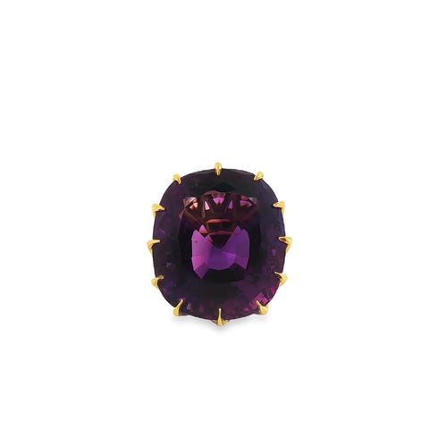 51.49 ct Russian Amethyst with Diamonds & Garnets in Platinum/18K Yellow Gold Ring, Size 6.5