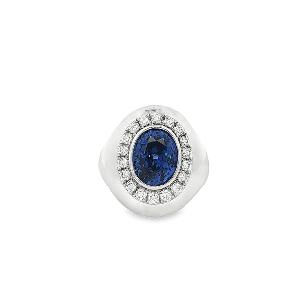 GIA No Heat 6.49CTW Blue Sapphire Ring