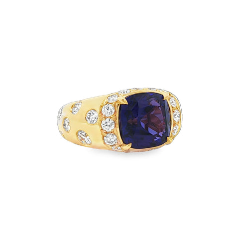 5.69CTW Tanzanite & Diamond Halo Ring