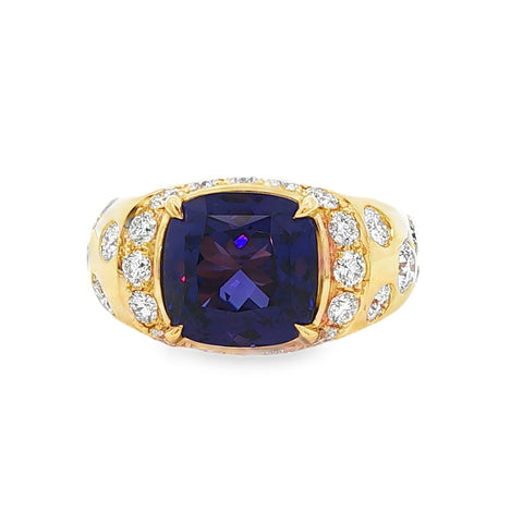 5.69CTW Tanzanite & Diamond Halo Ring