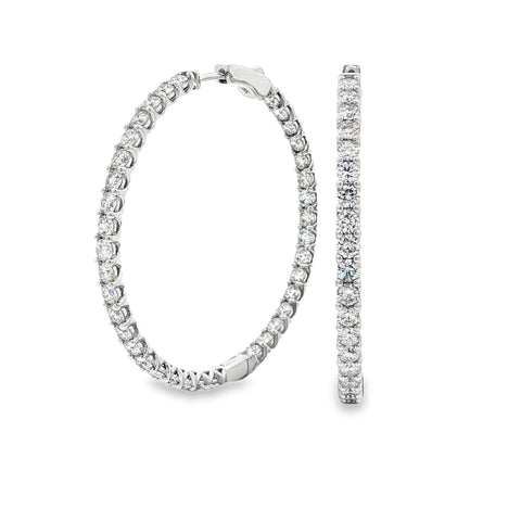 14K White Gold Diamond Inside Out Hoops 9.70CTW