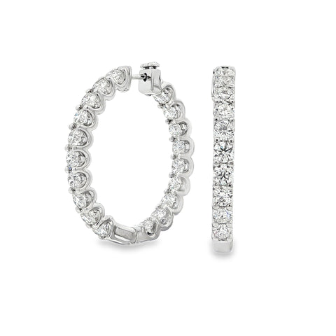 14K White Gold Diamond Inside Out Hoops 9.65CTW