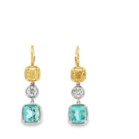 2.18CTW Paraiba Dangle Earrings