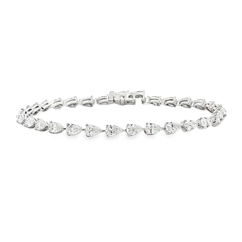 6.11CTW East/West Pear Shaped Diamond Tennis Bracelet