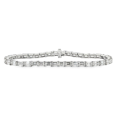 9.52CTW Emerald Cut East/West Diamond Tennis Bracelet