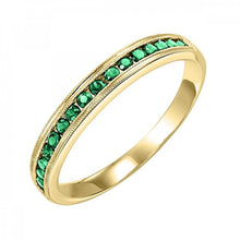 Load image into Gallery viewer, Gold Stackable Channel Set Emerald Band