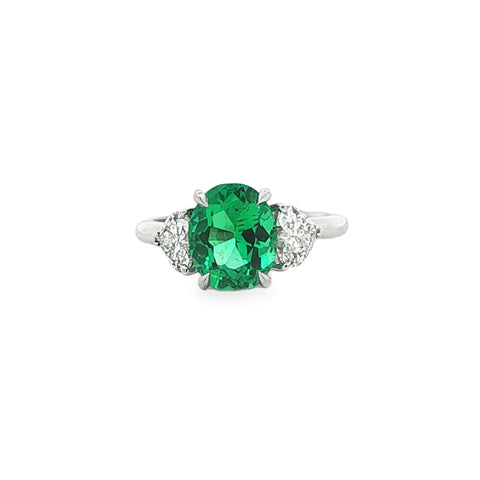 2.55 ct AGL Colombian Emerald & Diamond Platinum Ring, Size 6.5