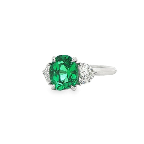 2.55 ct AGL Colombian Emerald & Diamond Platinum Ring, Size 6.5
