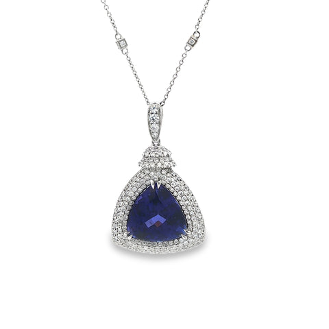 8.08TGW Tanzanite & 1.46CTW Diamond Necklace
