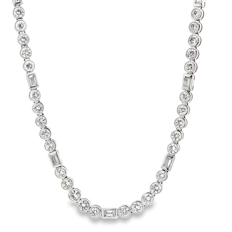 13.38CTW Diamond Dot Dash Tennis Style Necklace