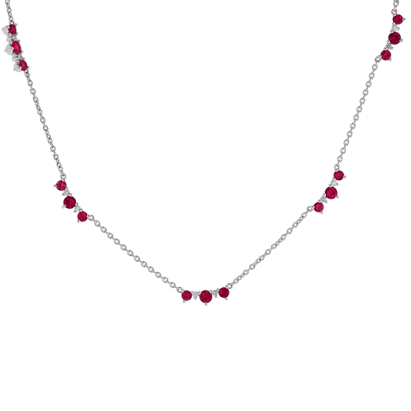 Fana Ruby/Diamond Station Necklace