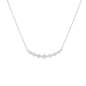 14K White Gold Curved Bar Diamond Necklaces (1.03CTW)