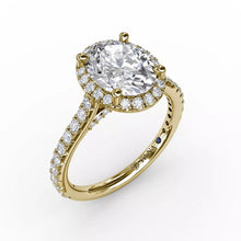 Load image into Gallery viewer, FANA Oval Diamond Halo Engagement Ring With Diamond Band