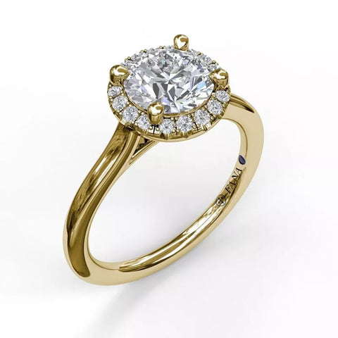 FANA Classic Round Halo Engagement Ring Gold
