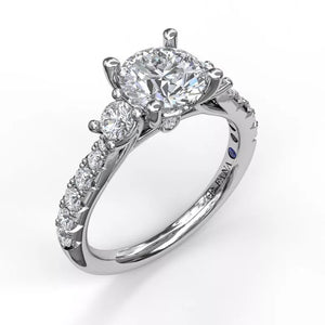 FANA Three Stone With Pave Engagement Ring Setting