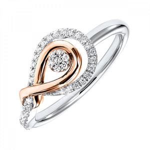 Pave Eternity Two-Tone Sterling Silver & Rose Gold Diamond Fashion Ring