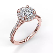 Load image into Gallery viewer, FANA Delicate Round Halo And Pave Band Engagement Ring